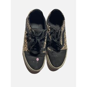 Vans Ward Sneakers Women 7.5 Black Leopard Print Canvas Low Top Skate Streetwear